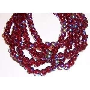  4mm Round Czech Glass Druk Beads   100pc Ruby Red AB: Arts 