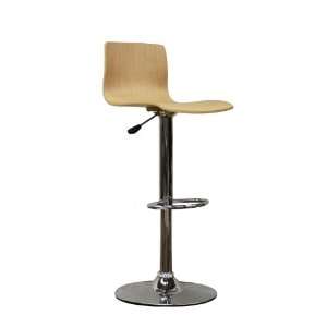   Adjustable Bar Stool in Wood Seat and Steel Base 