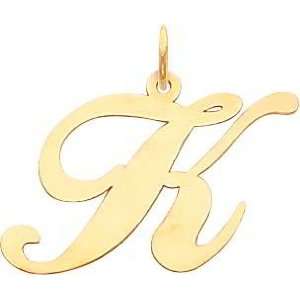  Fancy Cursive Letter K Charm 14K Gold: Jewelry