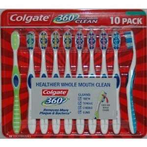  Colgate 360 Degrees Whole Mouth Clean 10 Toothbrushes 