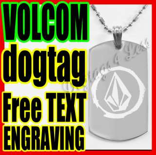 VOLCOM custom design ID Dog Tag Pendant Necklace  