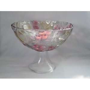  Vintage Glass Pedestal Compote Fruit Bowl w/ Color Fruit 
