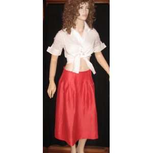   Secret $138 Linen & Silk Orange Skirt Size 8 