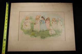   1889 SIGNED Maud Humphrey *Dandelion Time* Print w/ Matte 15x20  