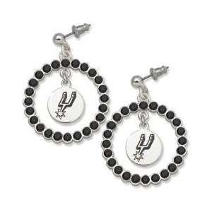   San Antonio Spurs Earrings   Black Crystals & Team Logo: Everything