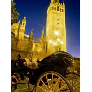  Carriage Outside Cathedral at Night, Sevilla, Spain 