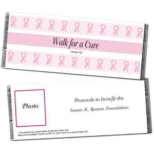  Striped Pink Ribbon Personalized Photo Candy Bar Wrappers 