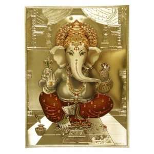  Handcrafted Engraved Lord Ganesha Poster   Golden Finish 