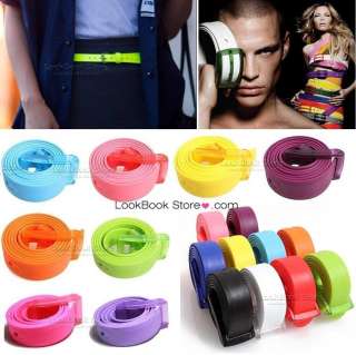 Womens Neon Candy Coloured Flouro Jelly Plastic Adjust Buckle Belt 24 