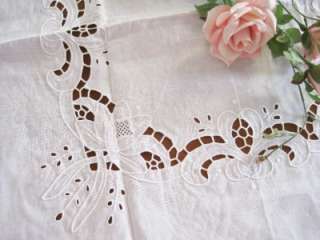 hand rose embroidery cutwork cotton round table cloth 32