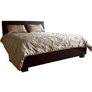  Ryon Leather Queen Size Low Profile Bed In Espressobrown 
