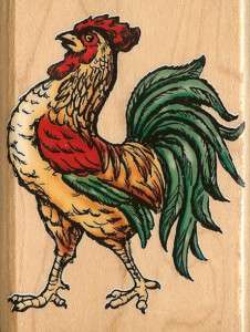 ROOSTER BIRD Wood Mounted Rubber Stamp INKADINKADO NEW  