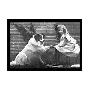  Girl Shaking Hands with Dog 20x30 poster