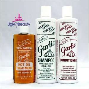   Unscented Garlic Shampoo + Conditioner 20 oz + Hot Oil Treatment 8 oz