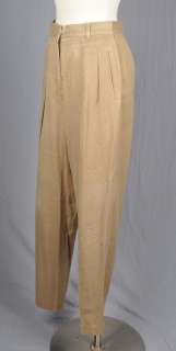 THE J. PETERMAN CO Tan High Waist Pleated Front Silk Dress Pants Size 