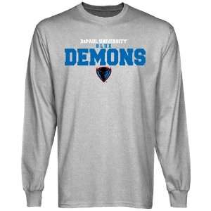  DePaul Blue Demons Ash University Name Long Sleeve T shirt 