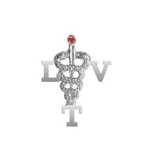     Licensed Vet Tech LVT Lapel Pin with Ruby in Silver Jewelry
