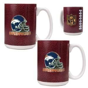  Denver Broncos NFL 2pc Gameball Ceramic Mug Set   Helmet 