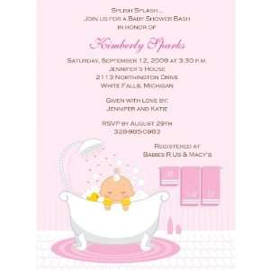  Bath Time Girl Baby Shower Invitations   Set of 20 Baby