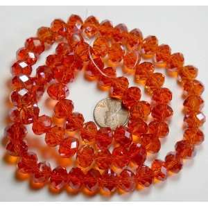  12x8mm Orange Luster Crystal Glass Faceted Fluted Cut Rondelle 