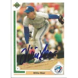 Willie Blair Signed Toronto Blue Jays 1991 UD Card  Sports 