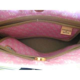   Bourke pink logo fabric tan leather authentic designer handbag  
