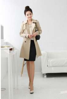 Q043 Womens Slim Double breasted Trench Jacket coat Outwear  