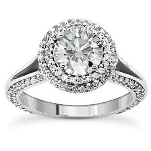  1.60 CT TW Diamond Encrusted Halo Engagement Ring in 18k 