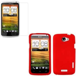  iFase Brand HTC One X Combo Solid Red Silicon Skin Case 
