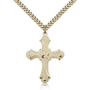 Gold Filled Cross Medal Pendant 1 1/4 x 7/8 Inches 6037GF2  Comes 