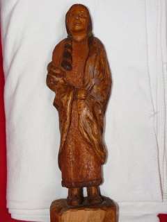 WOOD SCULPTURE Of NATIVE AMERICAN INDIAN By GENE RHODES  