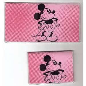  Checkbook Cover Debit Set Disney Mickey Mouse Retro Pink 