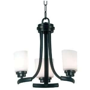   90373BRZ Bow Three Light Chandelier, Bronze with White Opal Globes