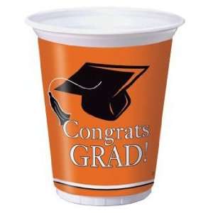  Congrats Grad 16 oz Plastic Cups, Orange: Kitchen & Dining