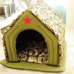 Pet Dog Cat Green Army Tent House Dog Soft Bed House Medium  