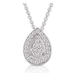   14k White Gold 1/5 Carat Diamond 16 Inch Tear Drop Necklace Jewelry