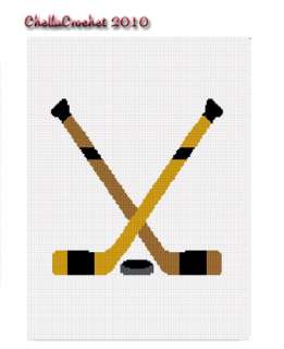 Hockey Sticks Crossed Puck Afghan Crochet Pattern Graph  