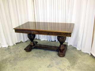 Mint Condition Walnut Library Table Heavily Carved Legs  