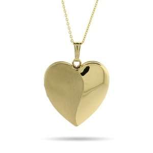Gold Vermeil Brushed Heart Four Photo Locket Length 16 inches (Lengths 