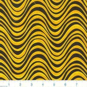 45 Wide Funky Monkeys Wavy Stripes Yellow Fabric By The 