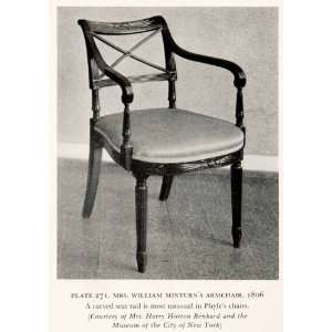  1939 Print Duncan Phyfe Armchair Furniture Maker Craftsman 