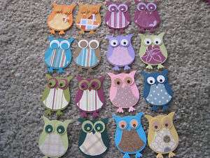 Stampin Up Owl die cut Scrapbook paper piece MIXED 4 pc  