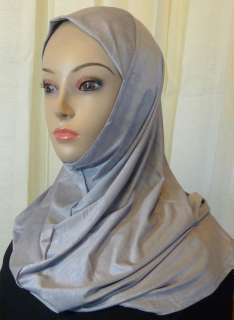 Hijab Amira 1 Piece w/Pattern Veil Scarf   Dark Gray  