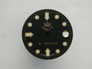 Rare Original Vintage BREITLING King HUSSEIN Black Watch Dial Eta 555 
