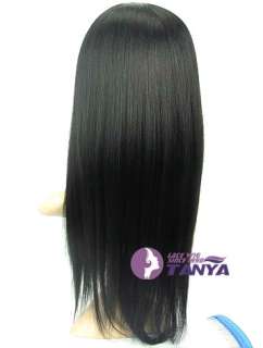   lace front wig indian remy human hair 16 1# yaki straight wig  