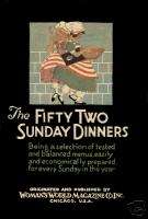 Vintage Antique SUNDAY DINNERS Cookbook Recipes Menus  