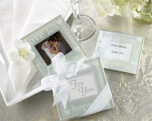 100 Good Wishes Pearlized Photo Coaster Favor Wedding  
