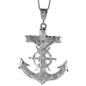   Large Mariners Cross Pendant (w/ 18 Silver Chain), 2 3/8 in. (60mm