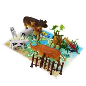  7pcs Model Miniature Animal Toy Set Zebra Horse Girrafe 