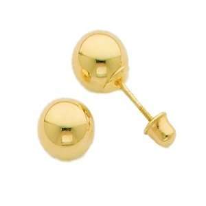 14K Yellow Gold Ball Stud Earrings w/ screwback 2 10mm  